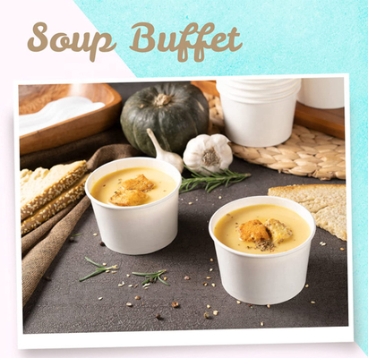Biodegradable Disposable Customized Sturdy White Paper Soup Bowl For Cold Hot Food